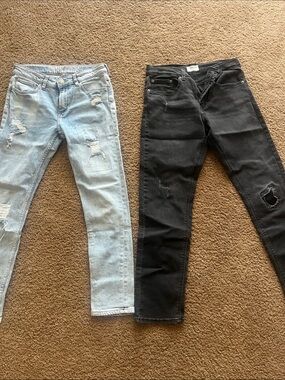H&M boys Distressed Skinny Jeans — Light Blue size 11. Levis black size 16.